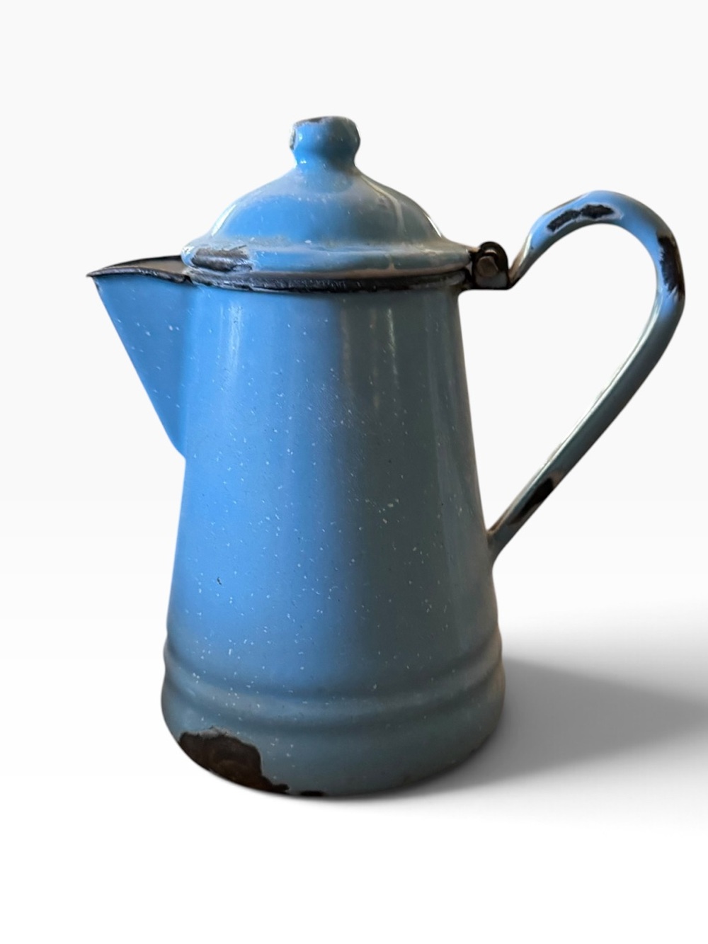 Vintage Robin’s Egg Blue Heavy Enamelware Coffee Pot 1930’s Six Inches